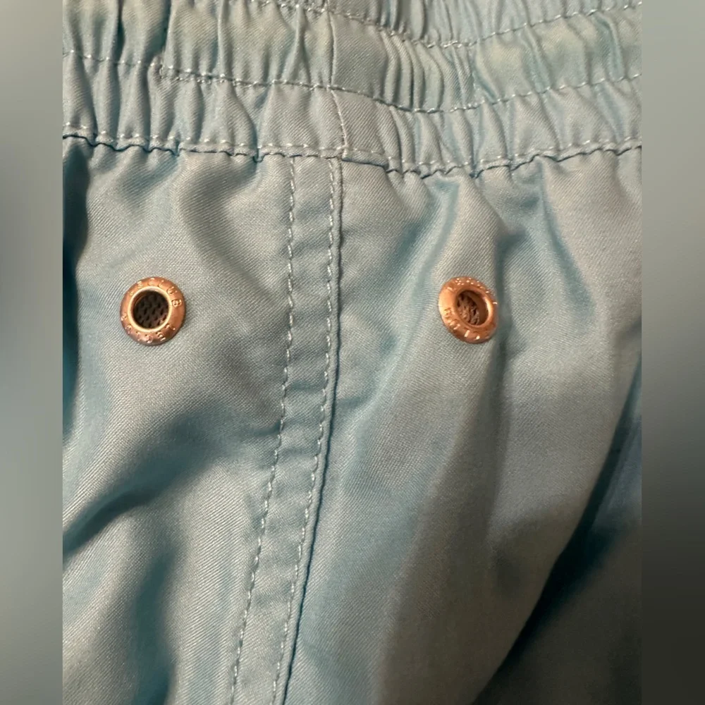 Le Club Skyline Mid Length Swim Trunks - NWT - Size XXL - Blue w/ Orange Accents